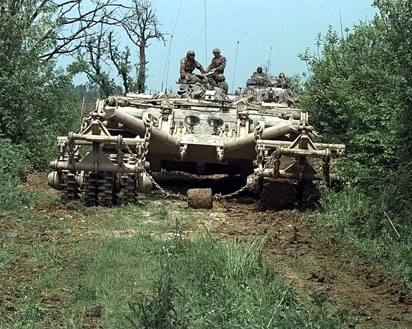 Remotely controlled Panther armored mine clearing vehicle